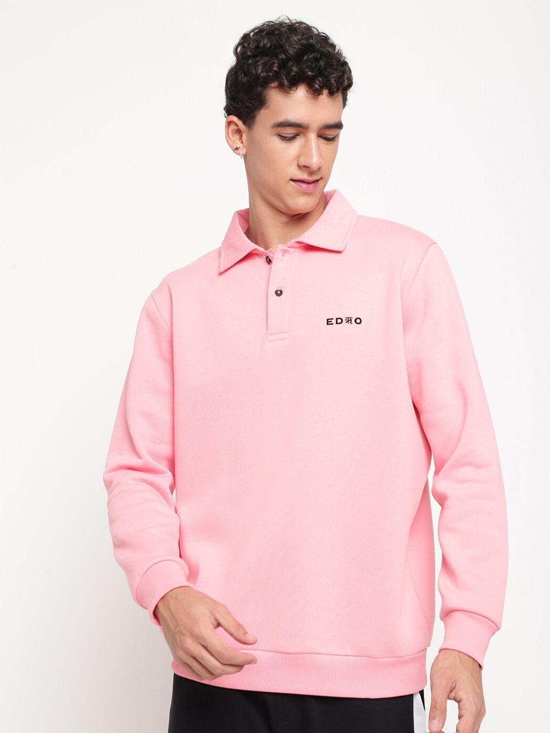 edrio brand logo printed long sleeves polo collar wool t-shirt