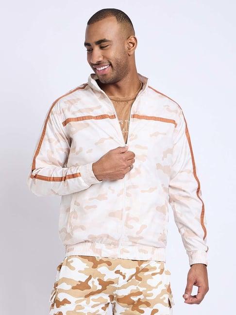 edrio cream regular fit camo print jacket