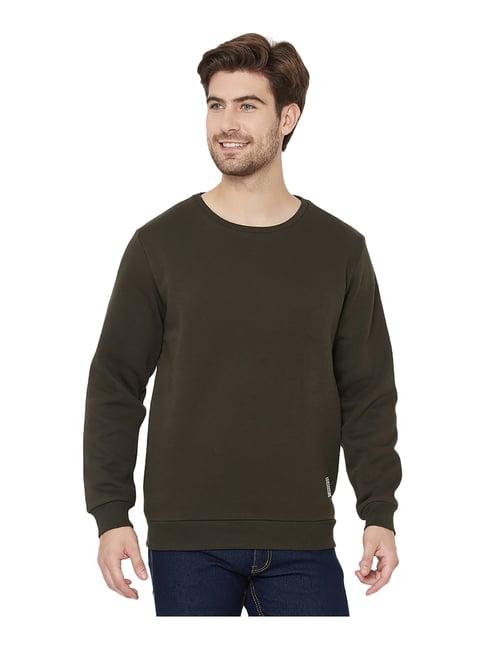 edrio dark olive round neck sweatshirt