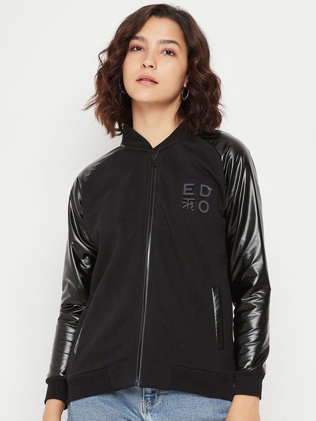 edrio embossed detailed long sleeves woollen bomber jacket