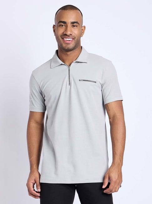 edrio grey regular fit polo t-shirt