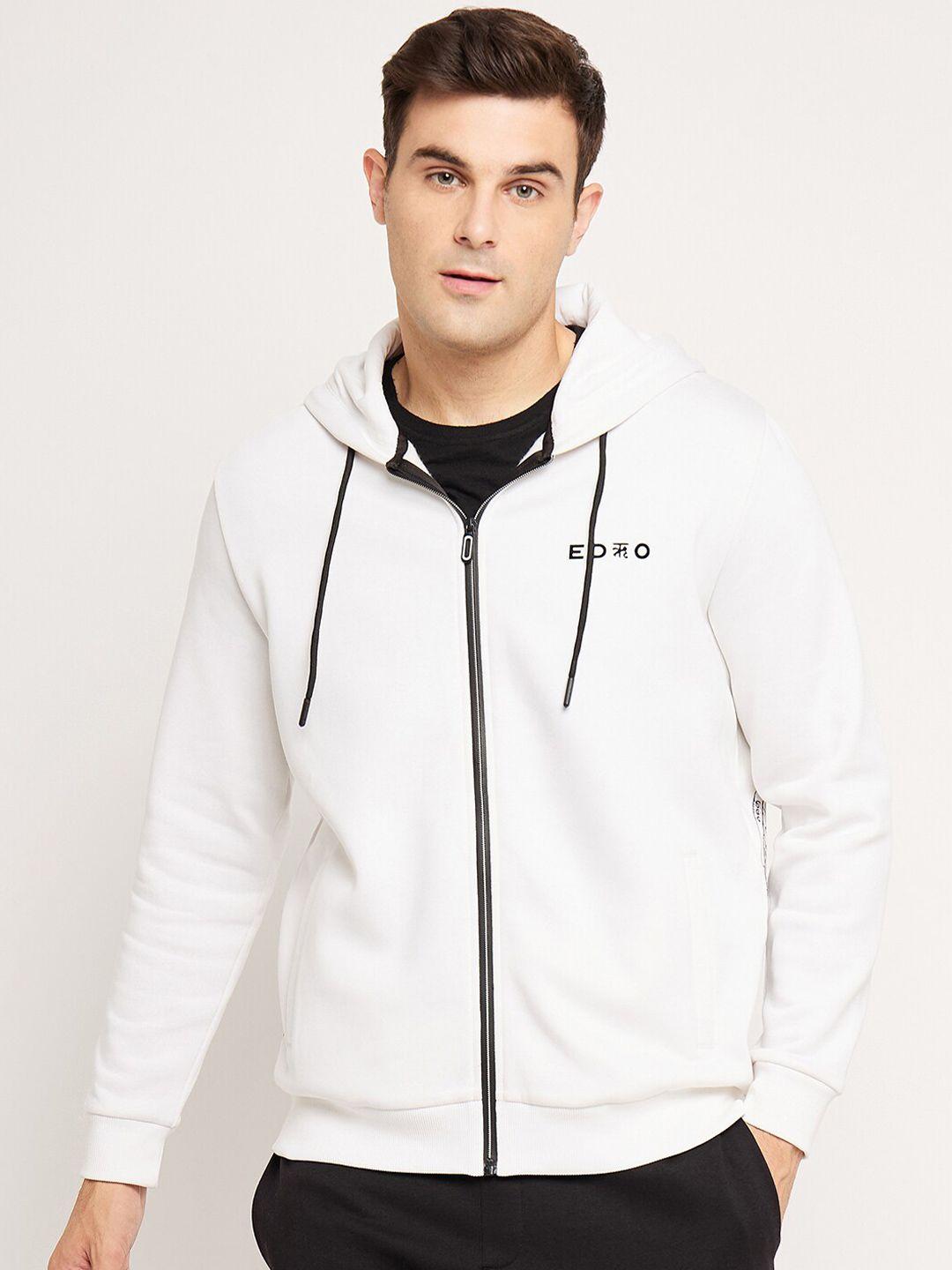 edrio hooded cotton front-open sweatshirt