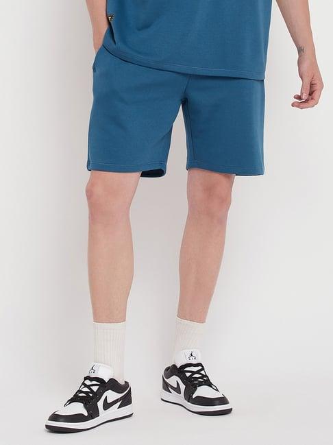 edrio ink blue cotton relaxed fit shorts