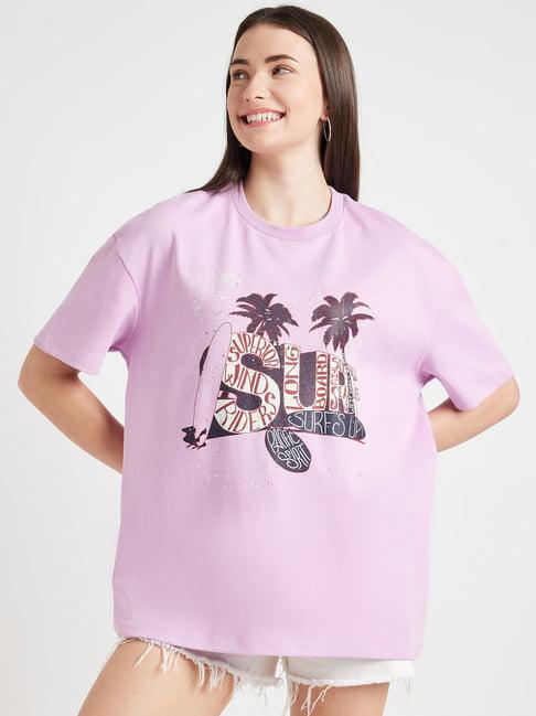 edrio lavender cotton graphic print t-shirt