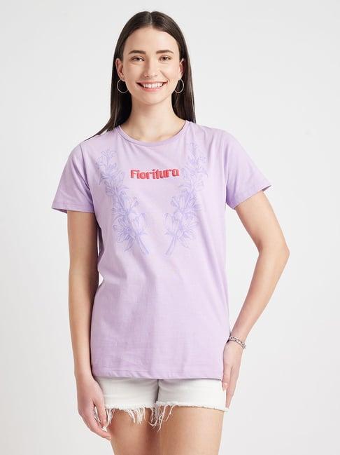 edrio lavender cotton graphic print t-shirt