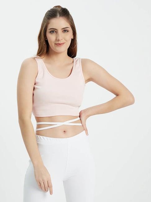 edrio light pink regular fit crop tank top