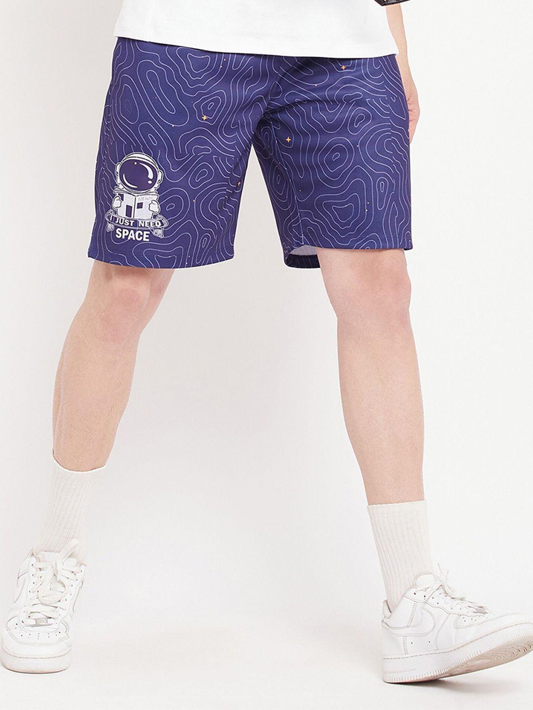 edrio loose fit mid-rise conversational printed technology cotton shorts