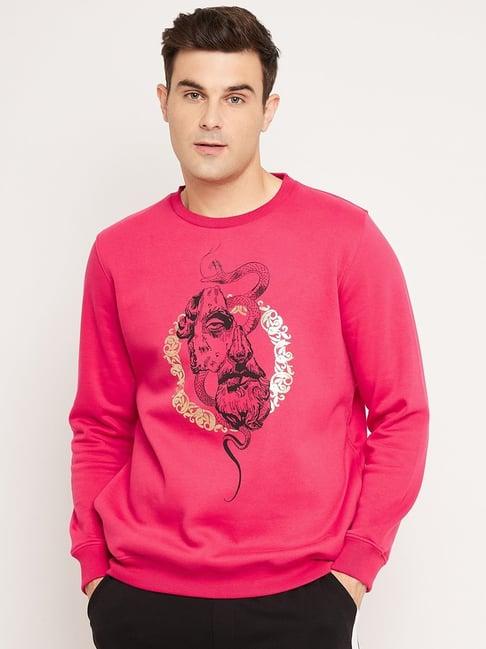 edrio magenta relaxed fit printed sweatshirt