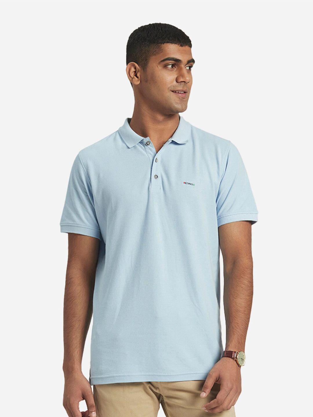 edrio men blue & illusion blue polo collar organic cotton t-shirt