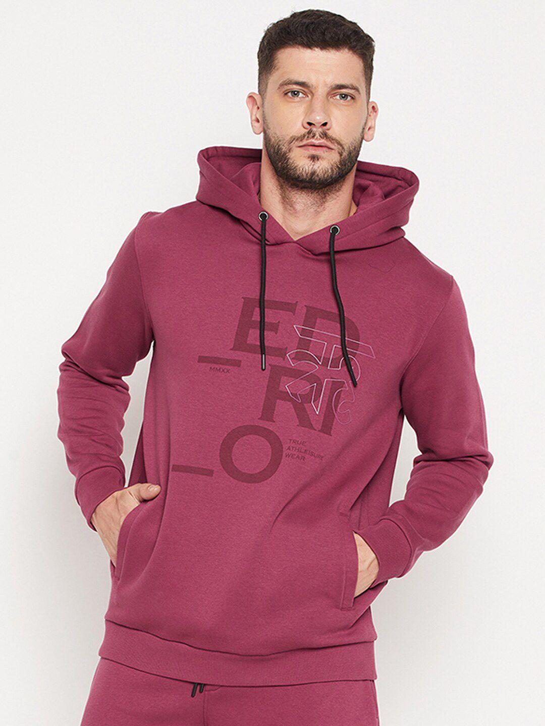 edrio men red printed hooded sweatshirt