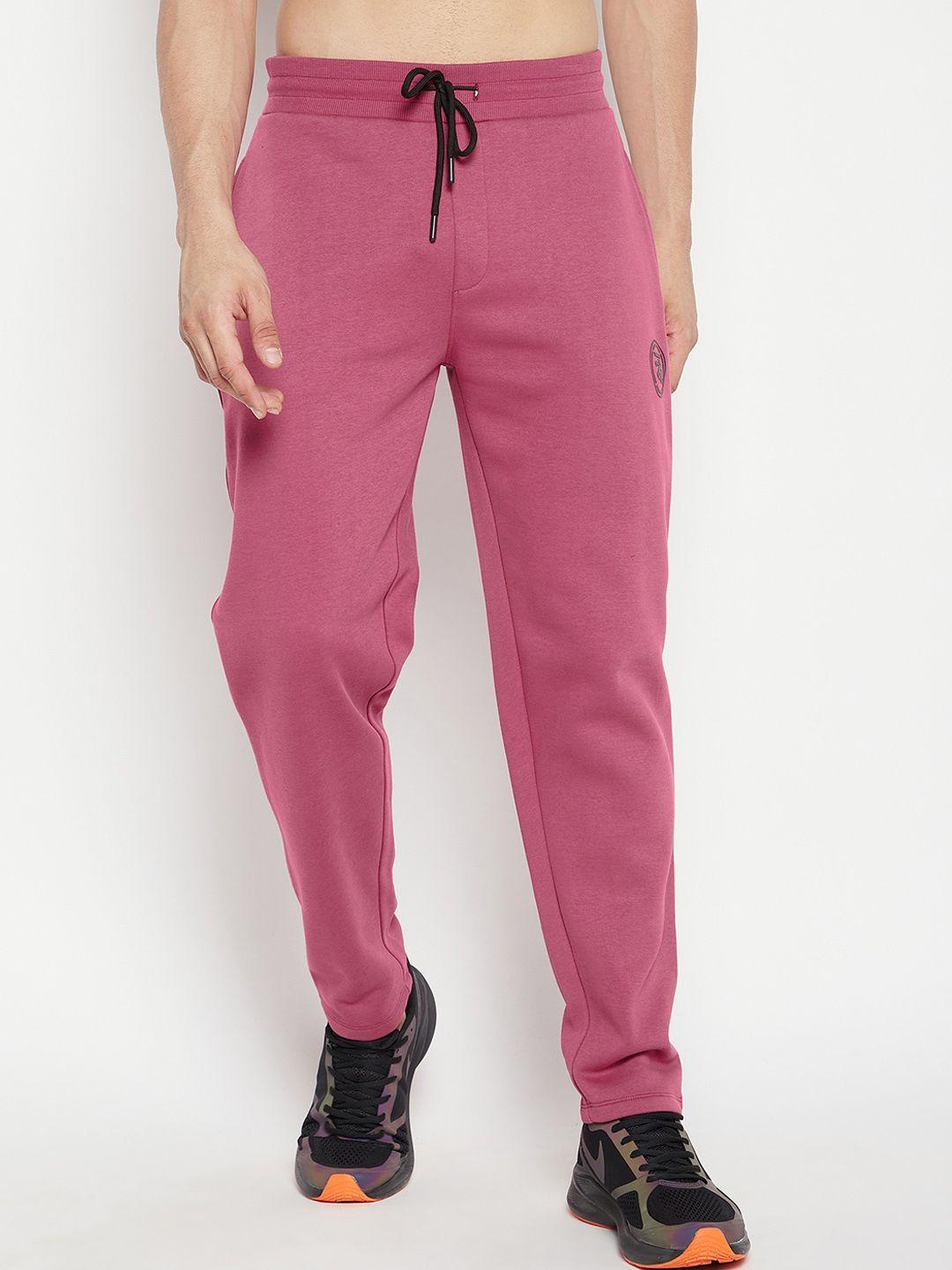 edrio men rose coloured fleece straight-fit track pant