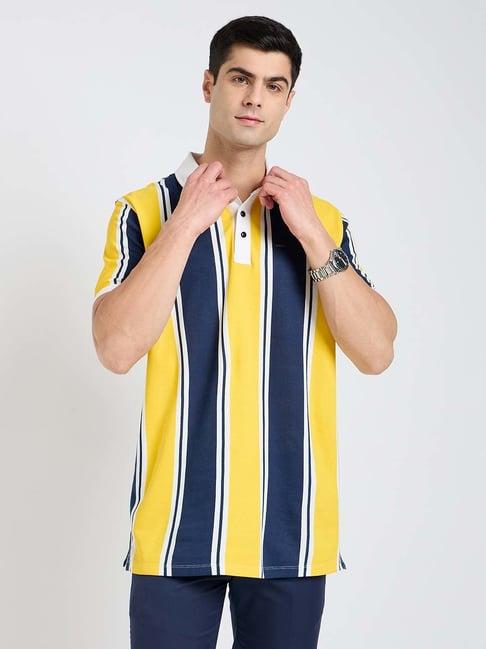 edrio multicolor regular fit striped polo t-shirt