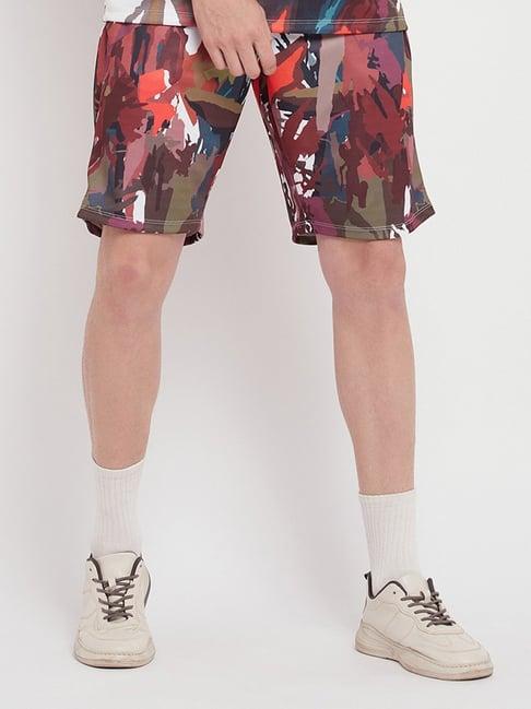 edrio multicolored cotton relaxed fit printed shorts