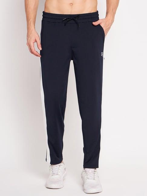 edrio navy blue relaxed fit striped trackpants