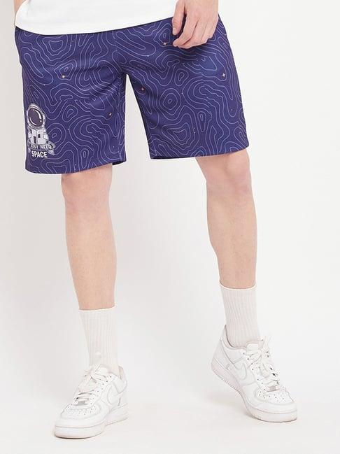 edrio navy cotton relaxed fit printed shorts