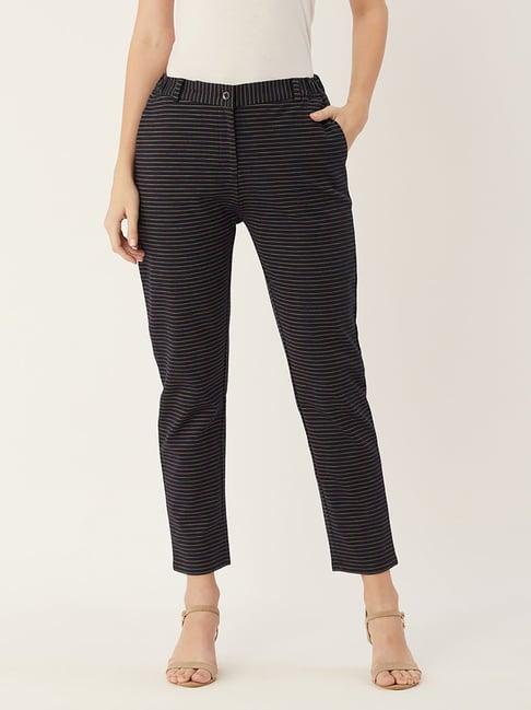 edrio navy striped flat front trousers