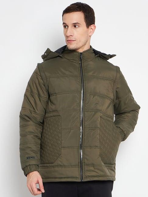 edrio olive relaxed fit quilted hooded jacket