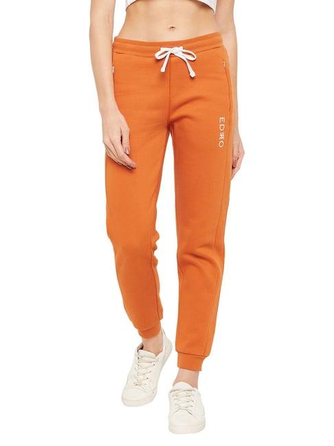 edrio orange logo print joggers