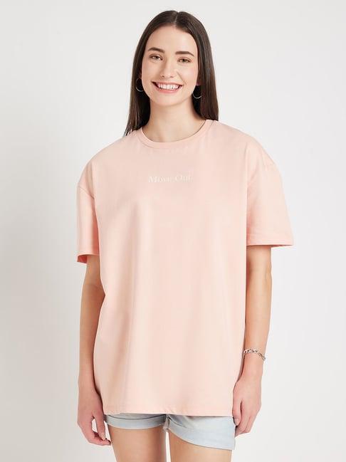 edrio peach cotton graphic print t-shirt