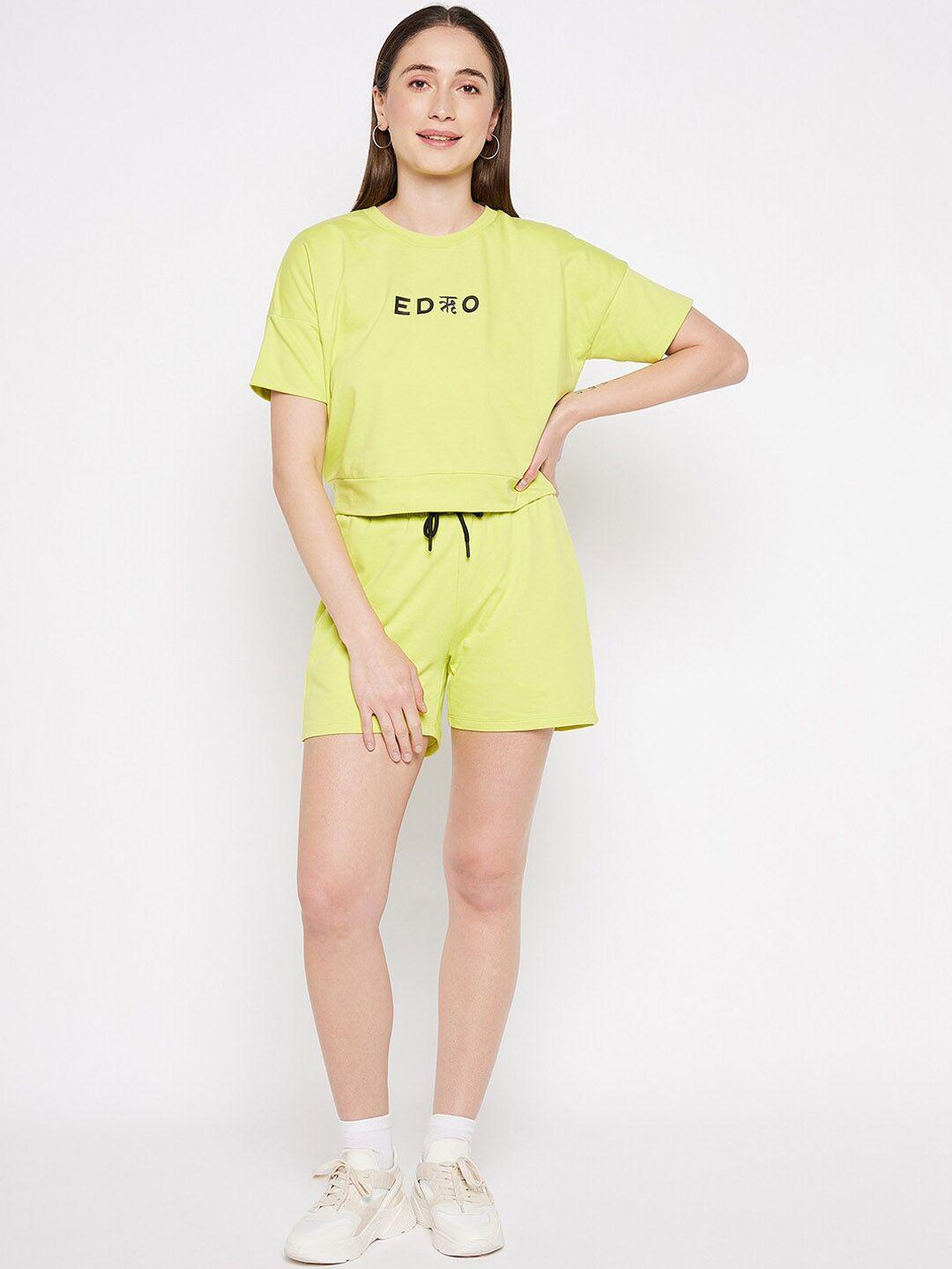 edrio printed pure cotton short sleeves t-shirt with shorts co-ords