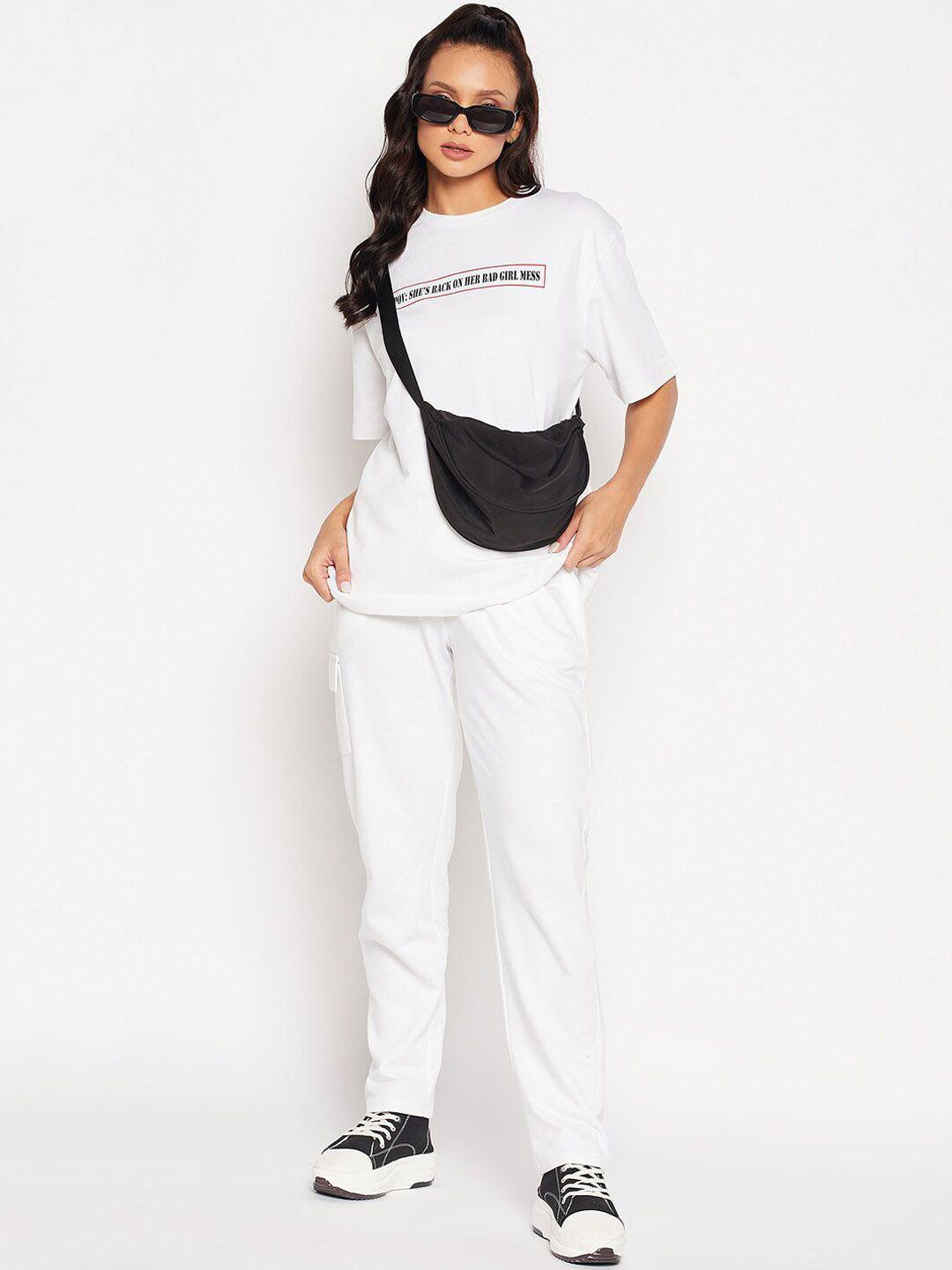 edrio printed pure cotton t-shirt with track pants