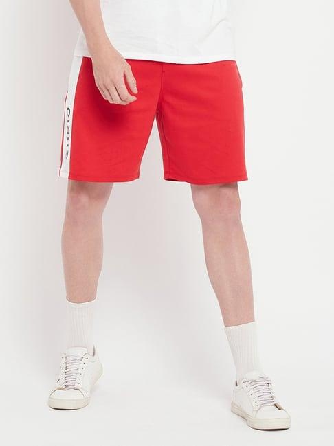 edrio red cotton relaxed fit shorts