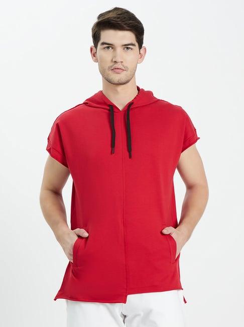 edrio red hooded t-shirt