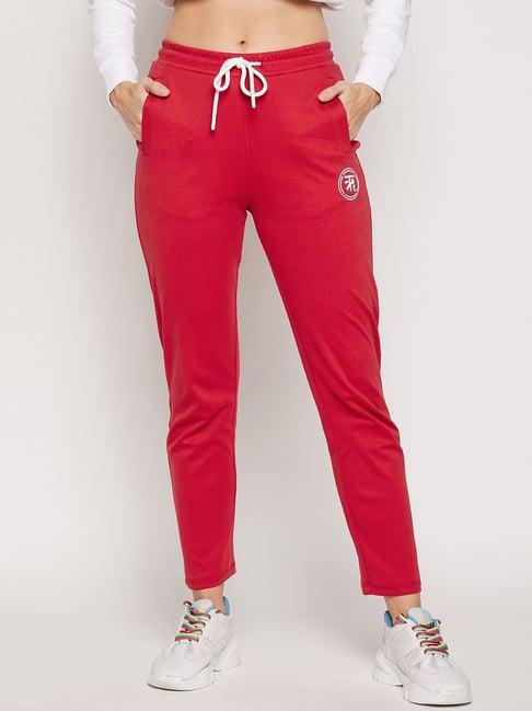 edrio red pure cotton track pants