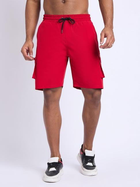 edrio red regular fit cargo shorts