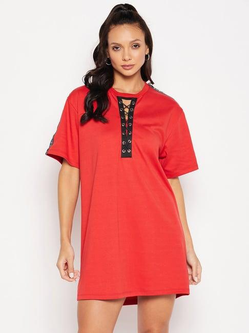 edrio red t shirt dress