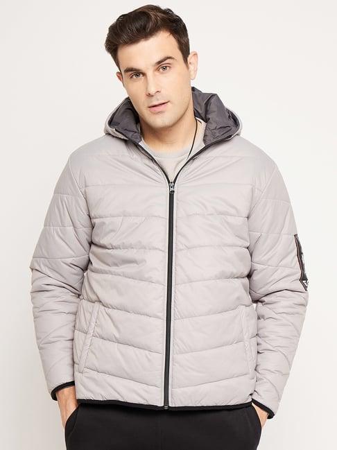 edrio sleek grey relaxed fit quilted hooded jacket