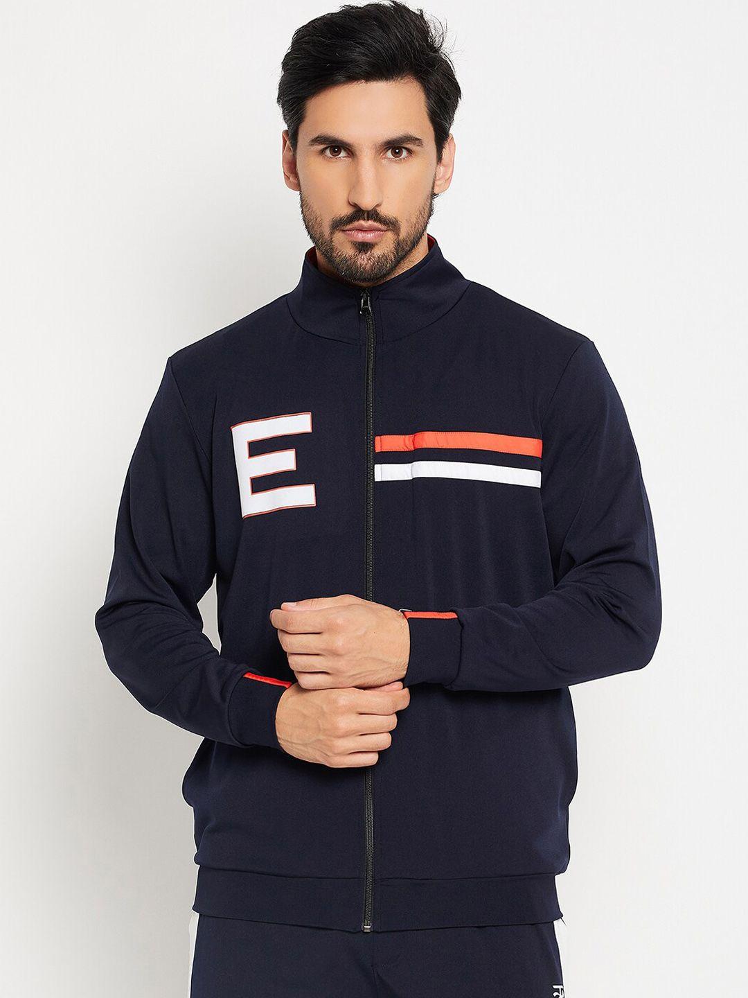 edrio typography printed stand collar sporty jacket