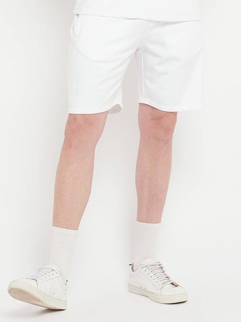 edrio white cotton relaxed fit shorts