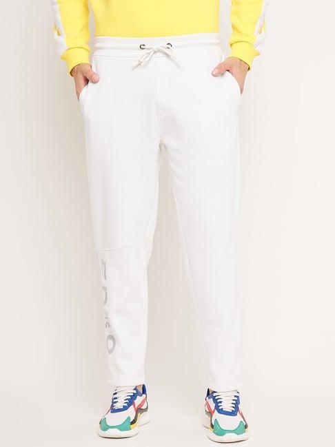 edrio white relaxed fit printed trackpants