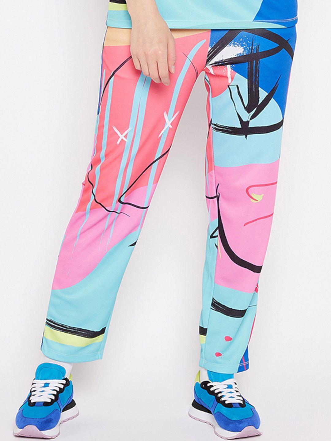 edrio women graphic printed relaxed-fit track pants