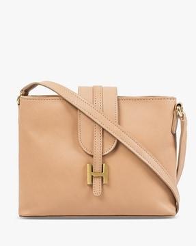 ee silvia leather sling bag with over logo accent