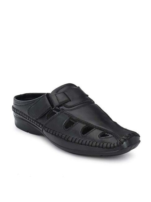 eego italy men's black mule shoes