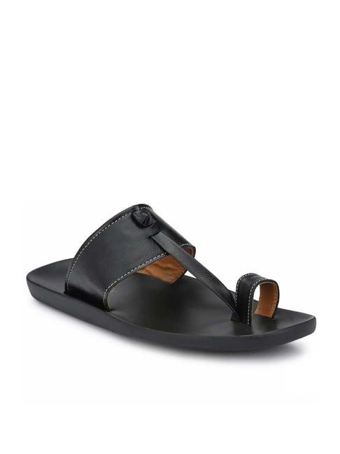 eego italy men's black toe ring sandals