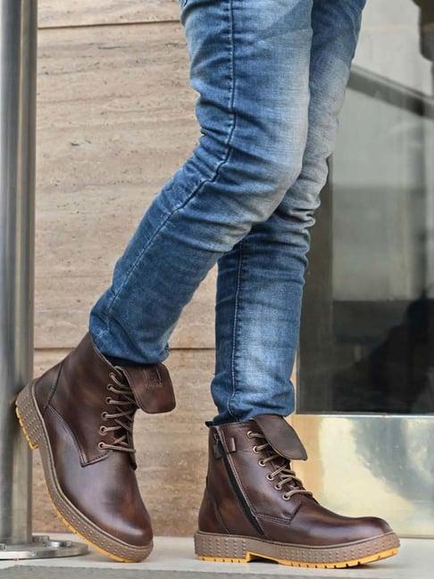 eego italy men's brown casual boots