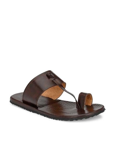 eego italy men's brown toe ring sandals