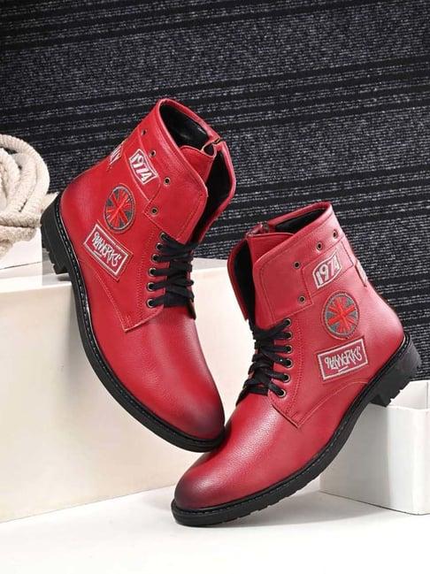 eego italy men's cherry red casual boots