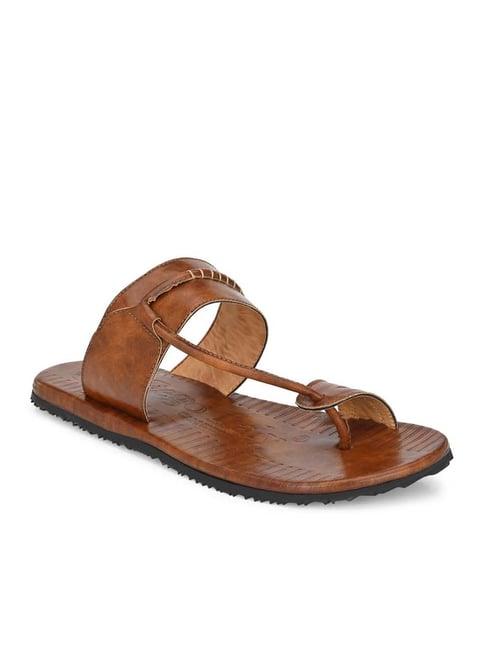 eego italy men's tan toe ring sandals
