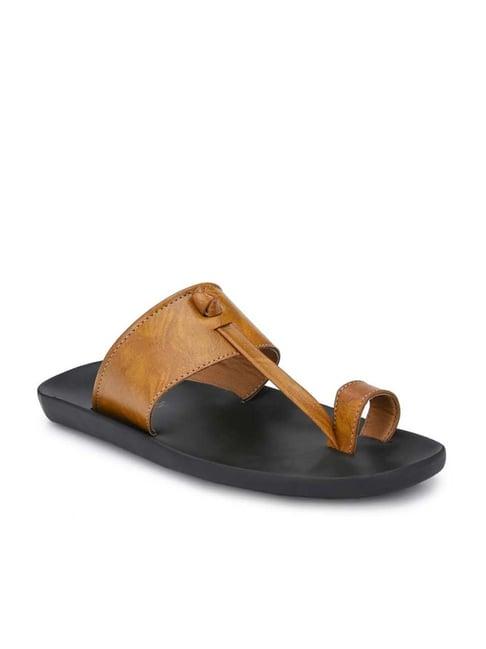 eego italy men's tan toe ring sandals