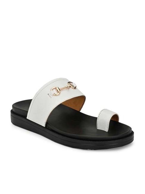 eego italy men's white toe ring sandals