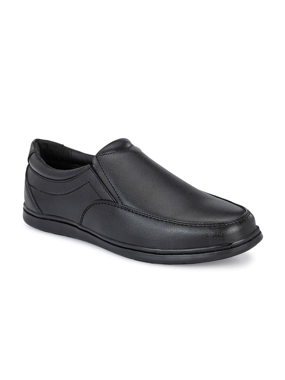 eego italy men black solid padded formal slip-on shoes