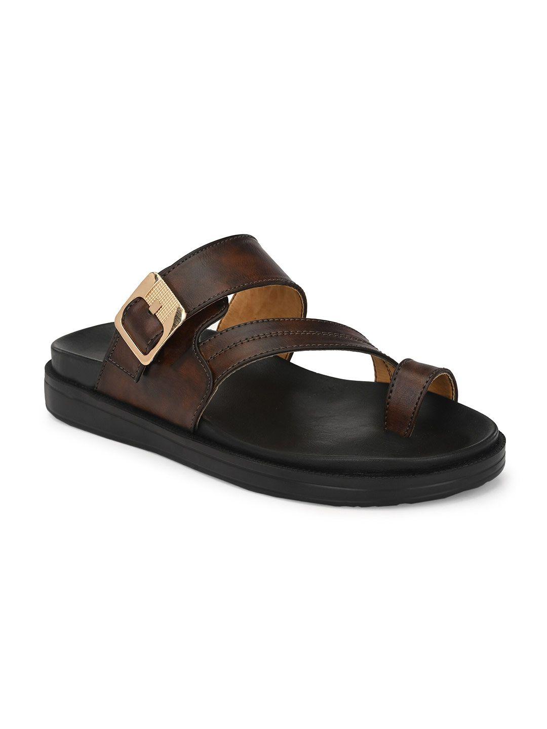 eego italy men brown & black comfort sandals