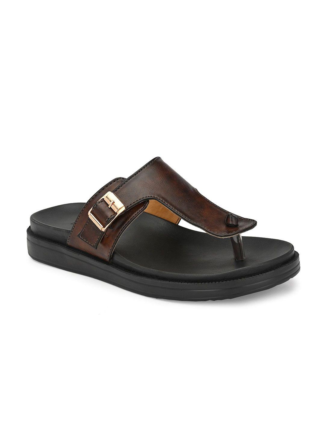 eego italy men brown & black comfort sandals