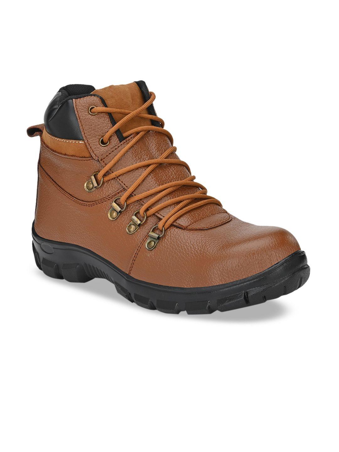 eego italy men brown leather italy steel toe millitary boots