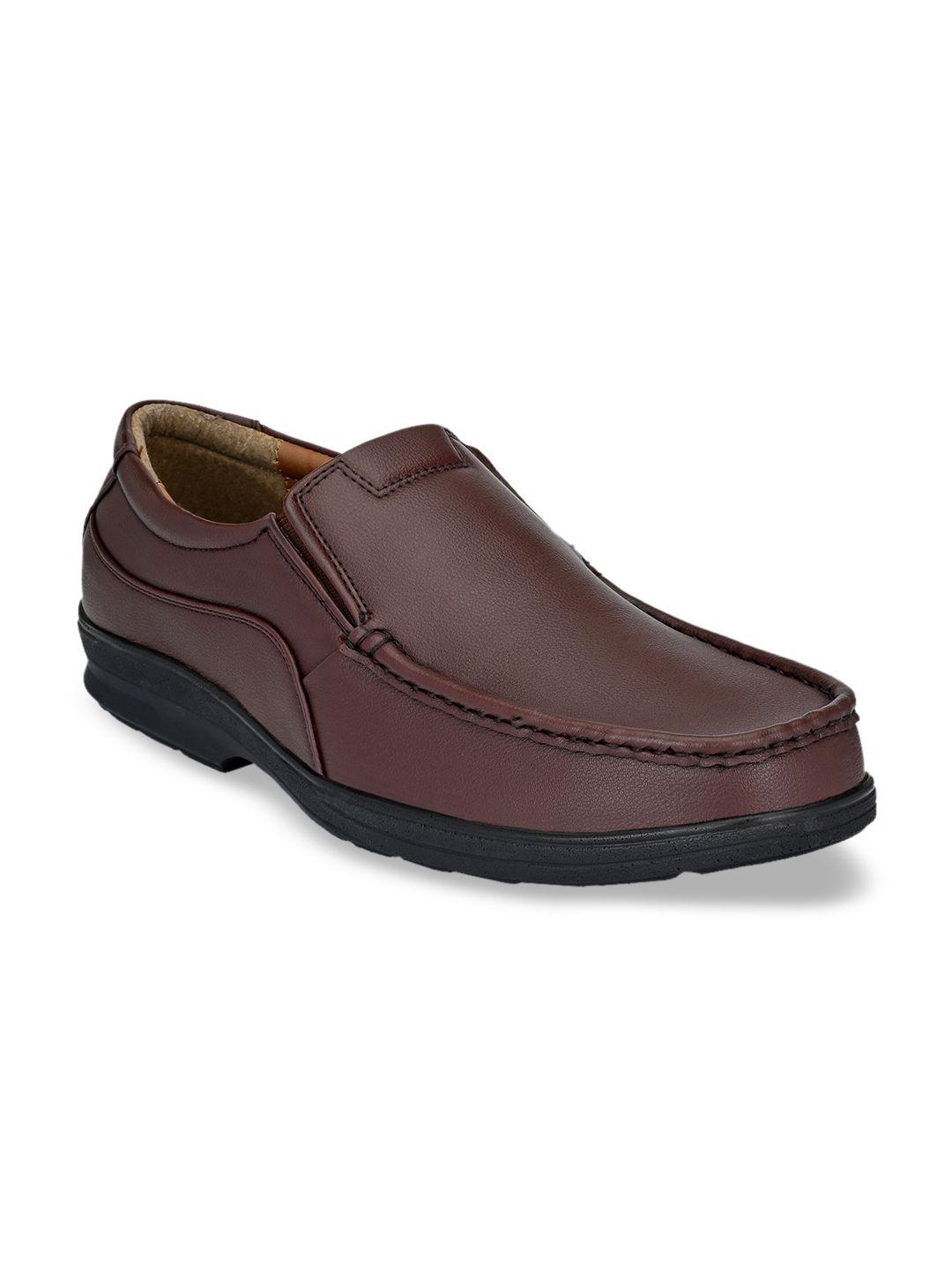 eego italy men brown solid formal slip-on loafers