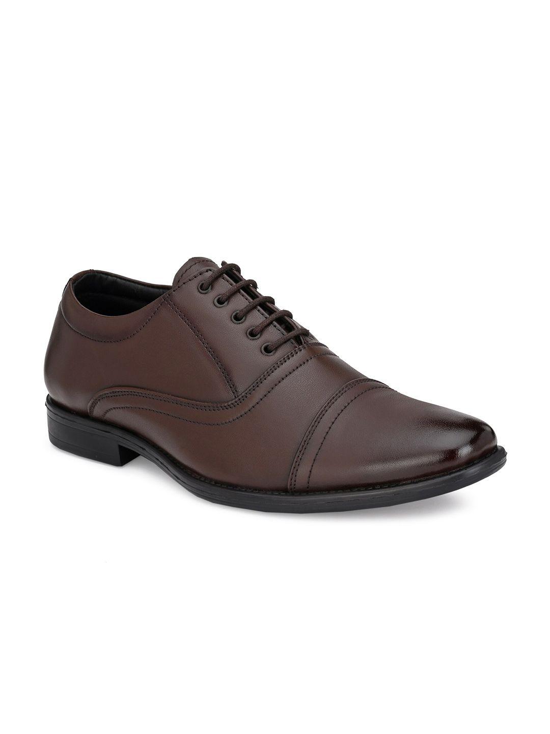eego italy men brown solid leather formal brogues